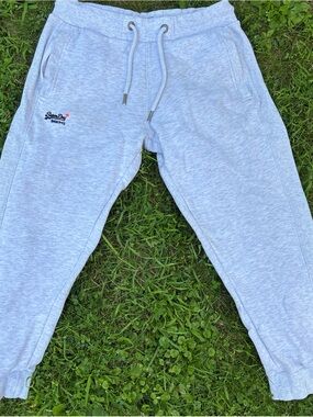 Superdry Light Grey Mens Sweatpants with Logo